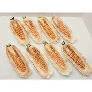 Vintage Set Of 8 Corn on the Cob Serving Dishes Painted